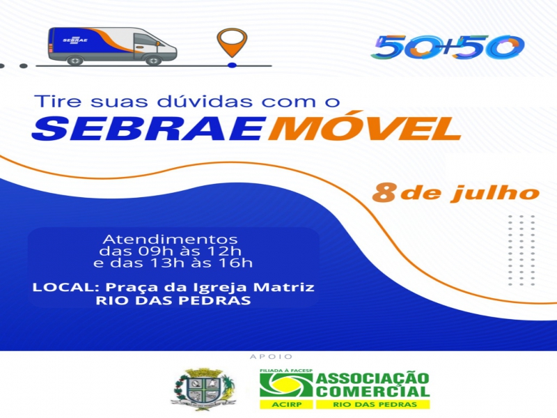 Amanhã, dia 08 (sexta-feira) o Sebrae Móvel estará em Rio das Pedras!