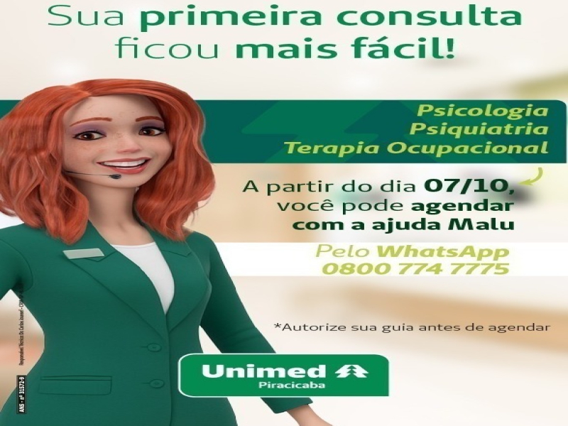 Novo canal de agendamento Unimed Piracicaba – Psicologia, Psiquiatria e Terapia Ocupacional