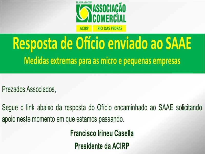 RESPOSTA DE OFÍCIO: SAAE